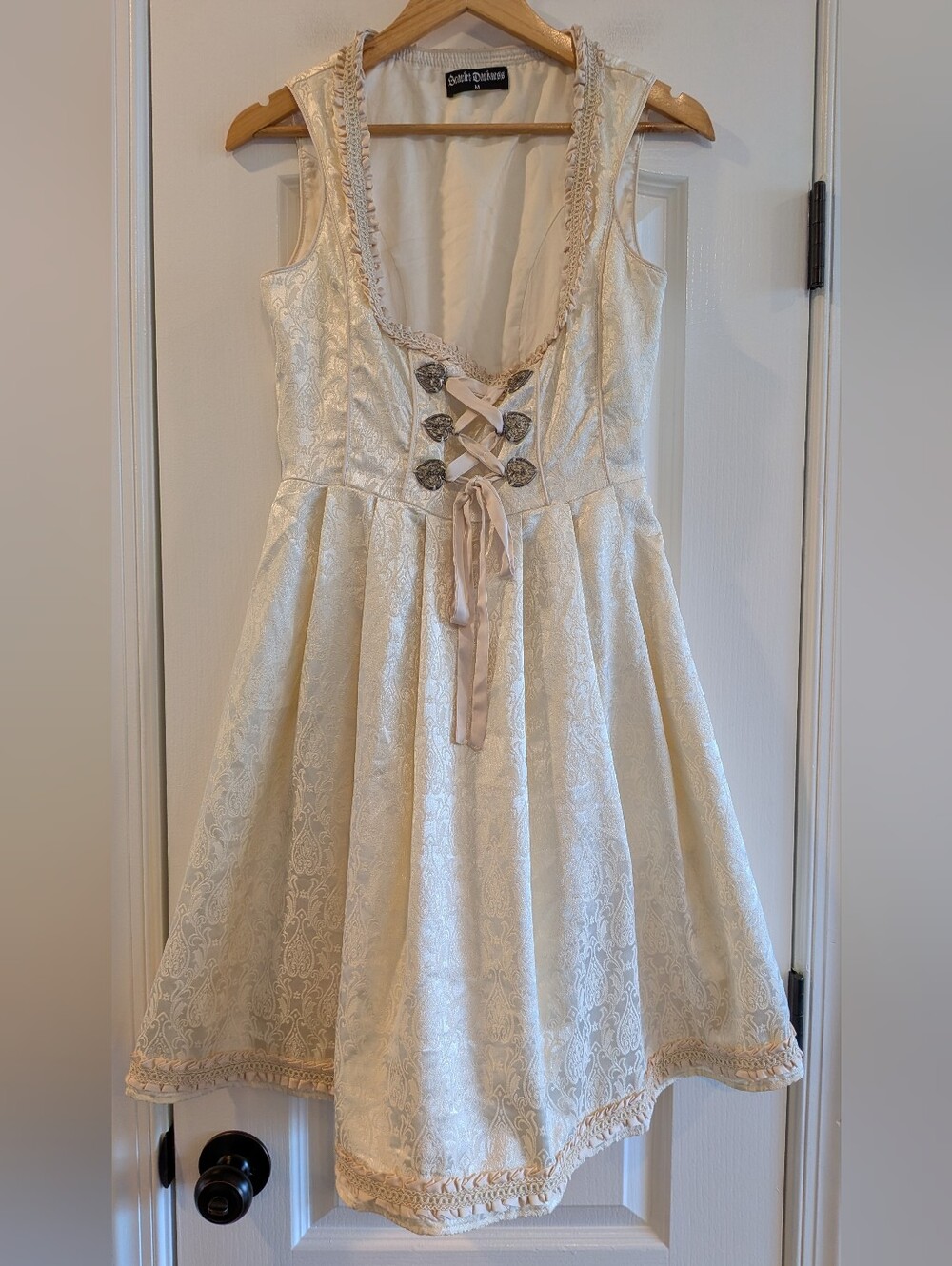 Scarlett Darkness Drindl Dress Floral Oktoberfest Cosplay Beer Maid Cream Size M - Picture 2 of 16